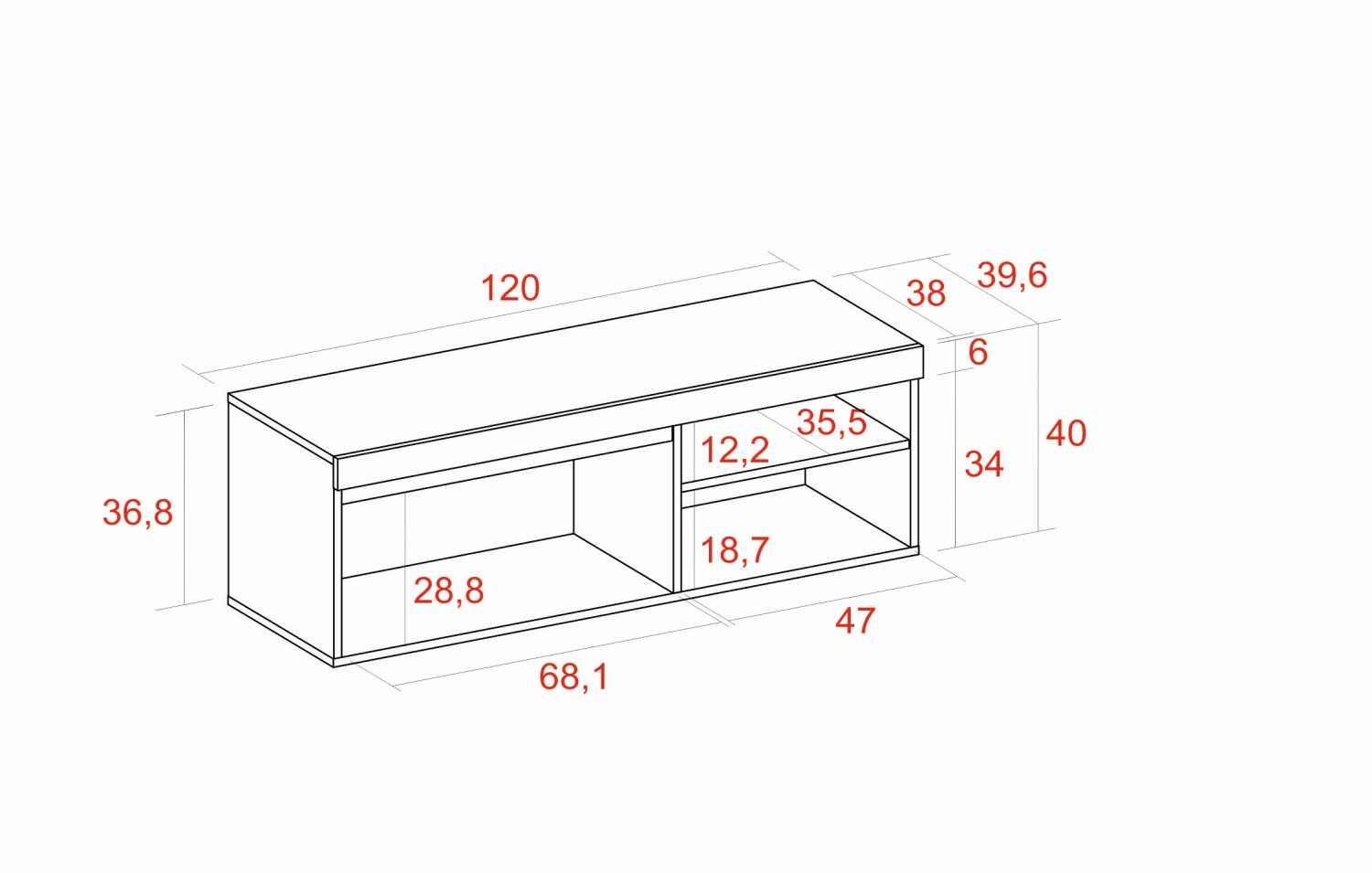 Conjunto Mesa 200 Bicolor patas X Mueble TV160 Aparador