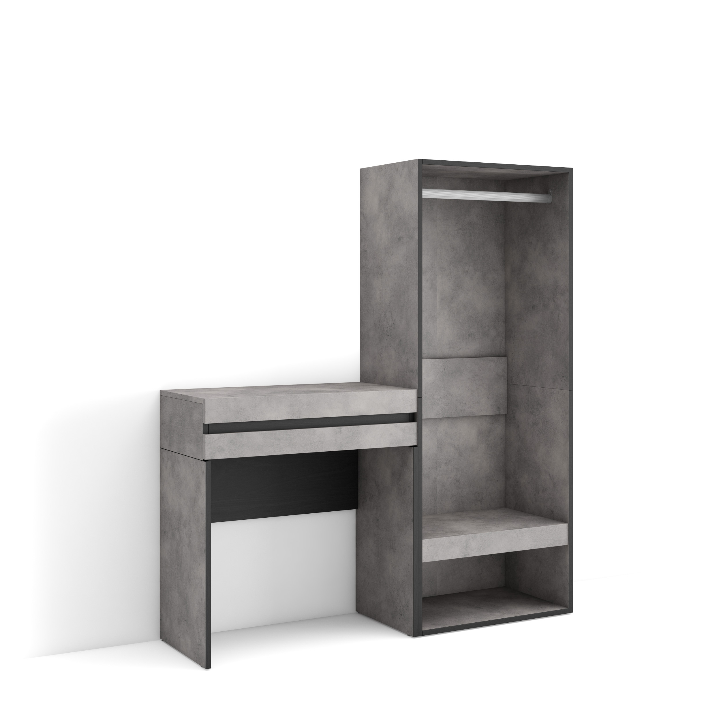 Consola entrada, mueble 130x145x35cm, Recibidor, Vestidor abierto, Cemento