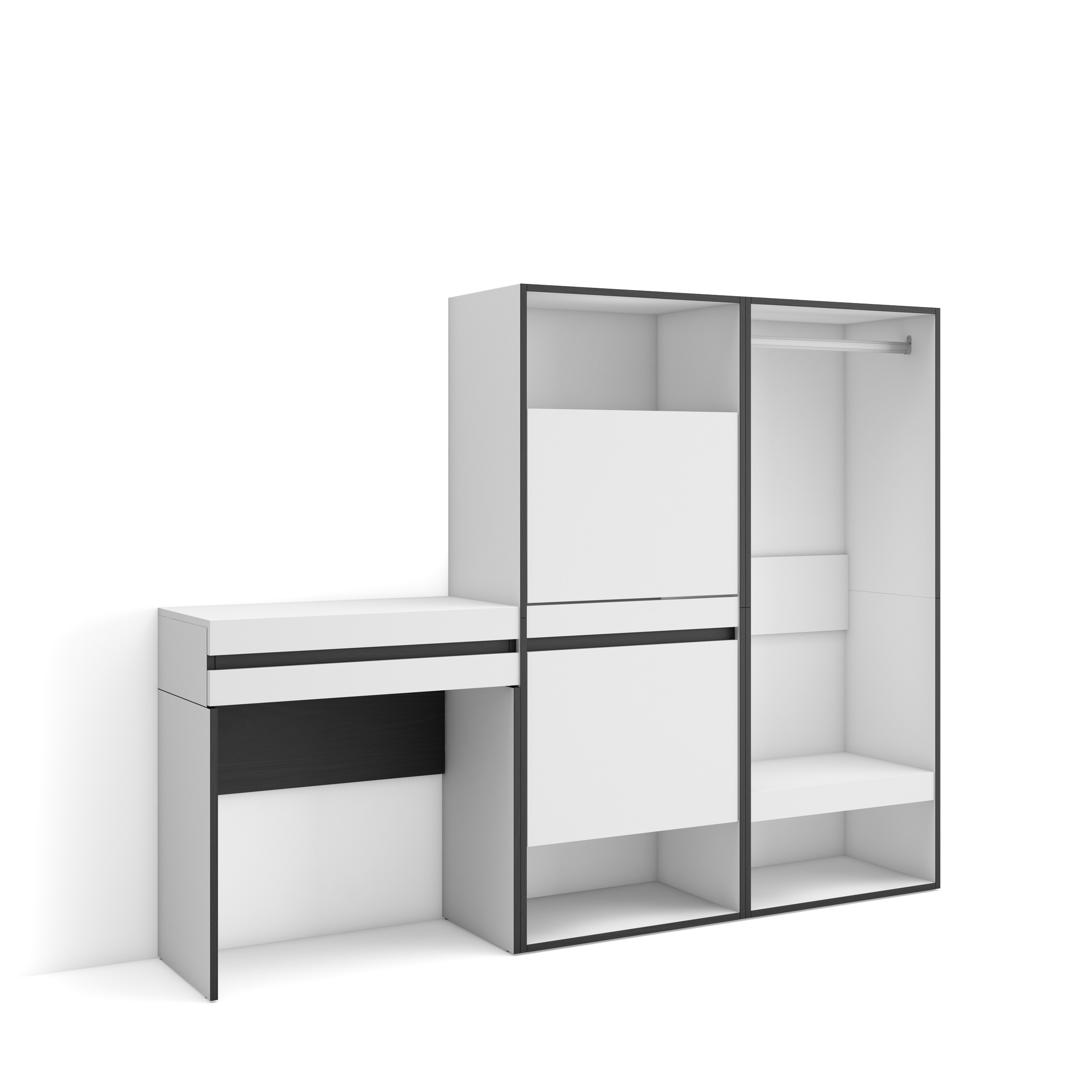 Consola entrada, mueble 190x145x35cm, Recibidor, Zapatero, Vestidor abierto, Blanco