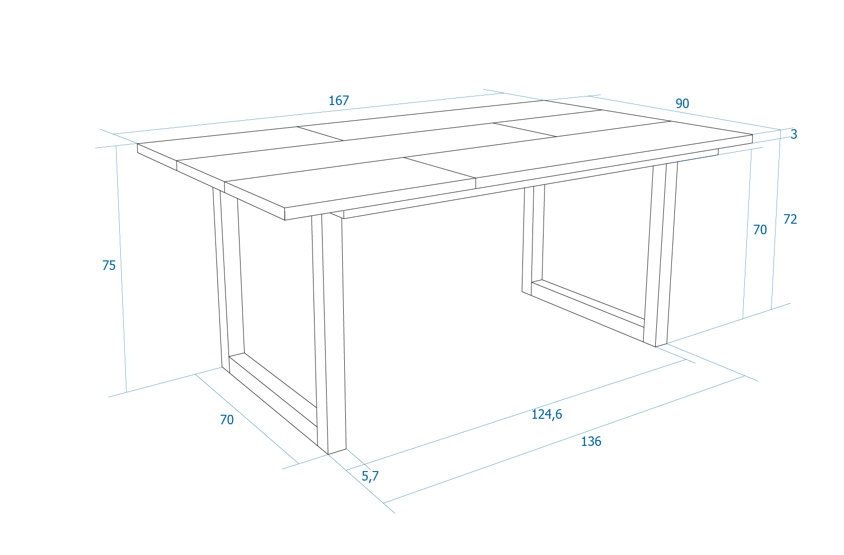 Mesa de Comedor, 170, Blanco, Estilo Industrial