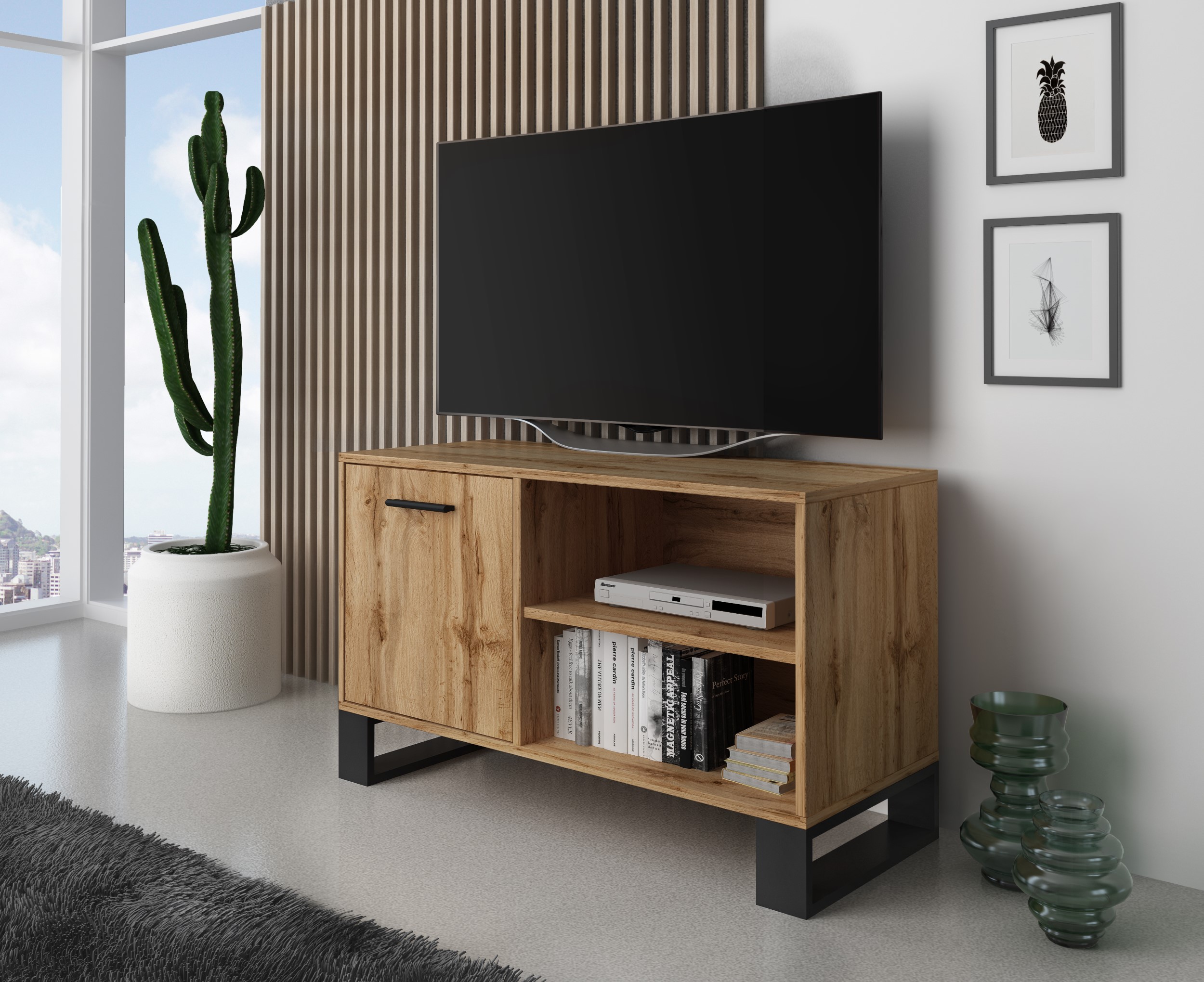 Mueble de TV Moderno con Bloques de Color Mueble de TV con Vetas