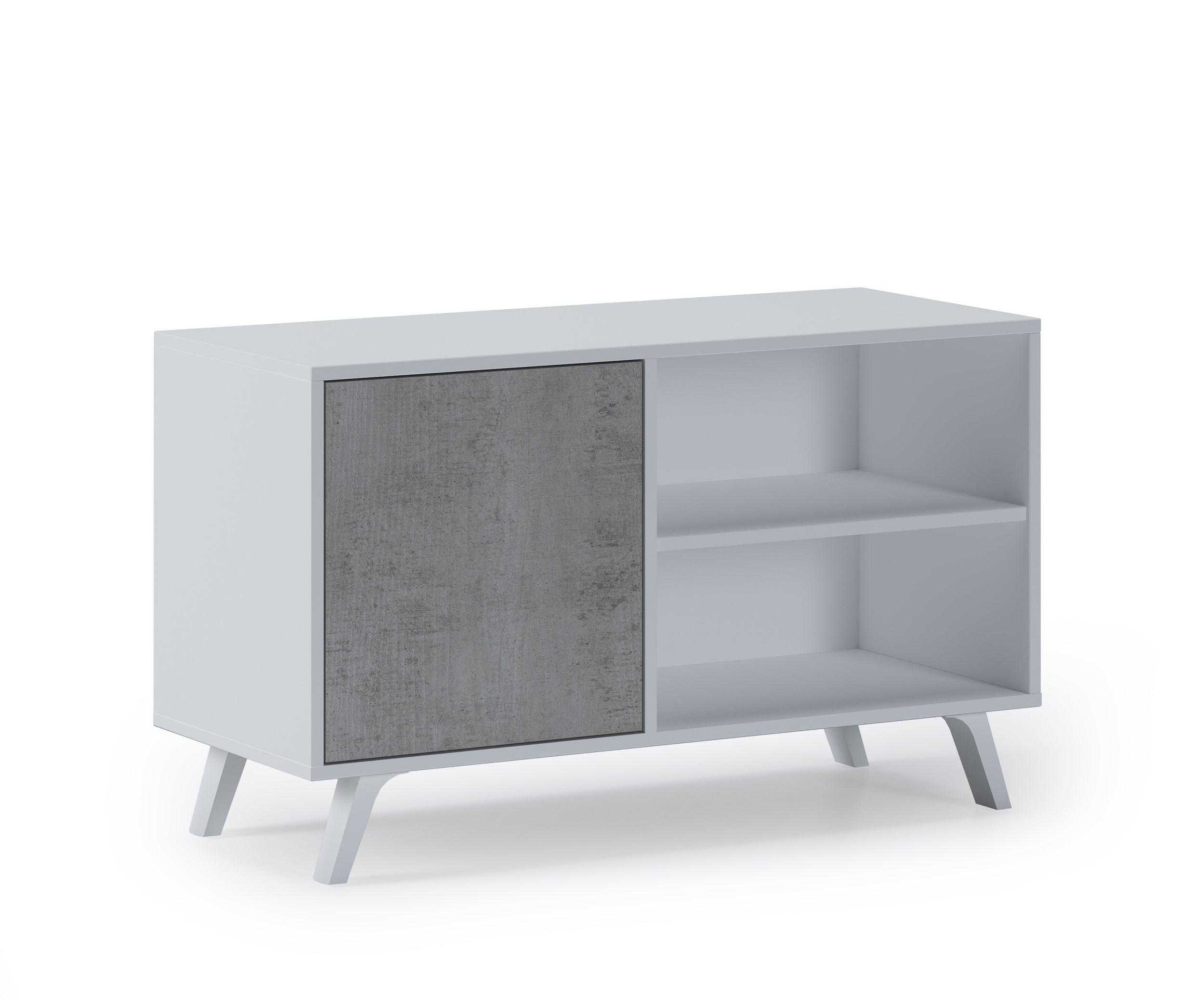 Mueble TV 100, Modelo WIND, color Blanco Mate/Cemento, 95x40x57cm