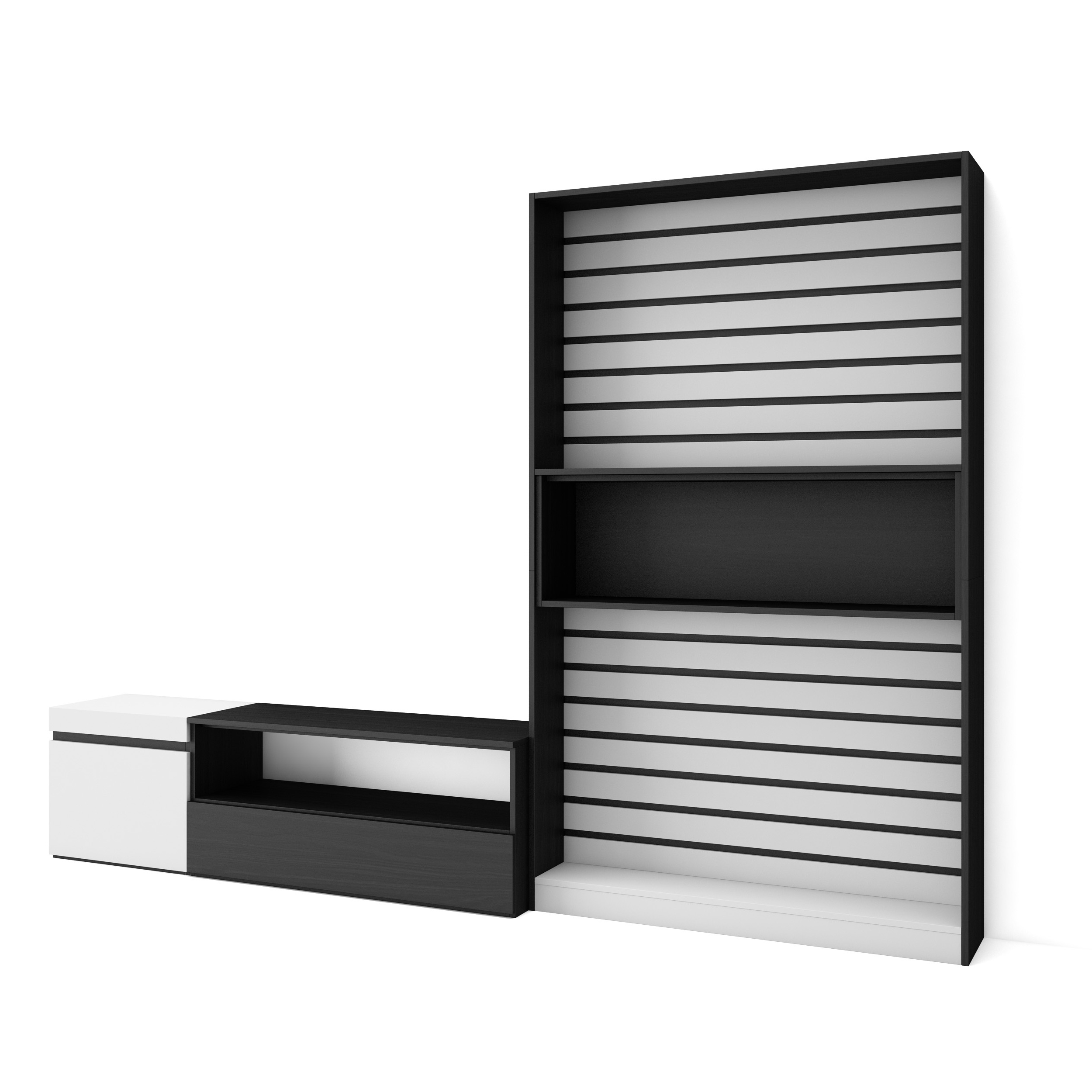 Muebles de Salón para TV, 260x186x35cm, Blanco y negro