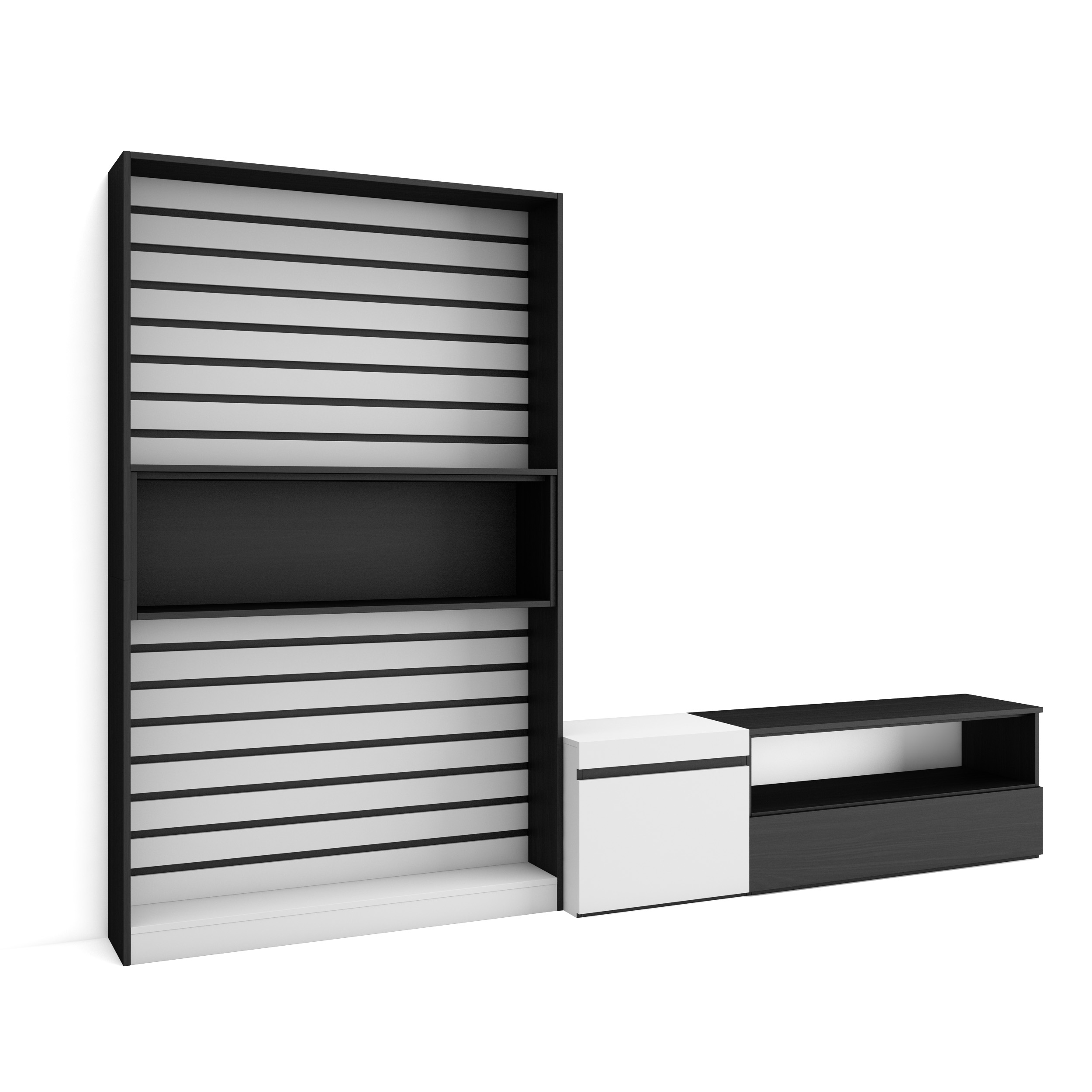 Muebles de Salón para TV, 260x186x35cm, Blanco y negro