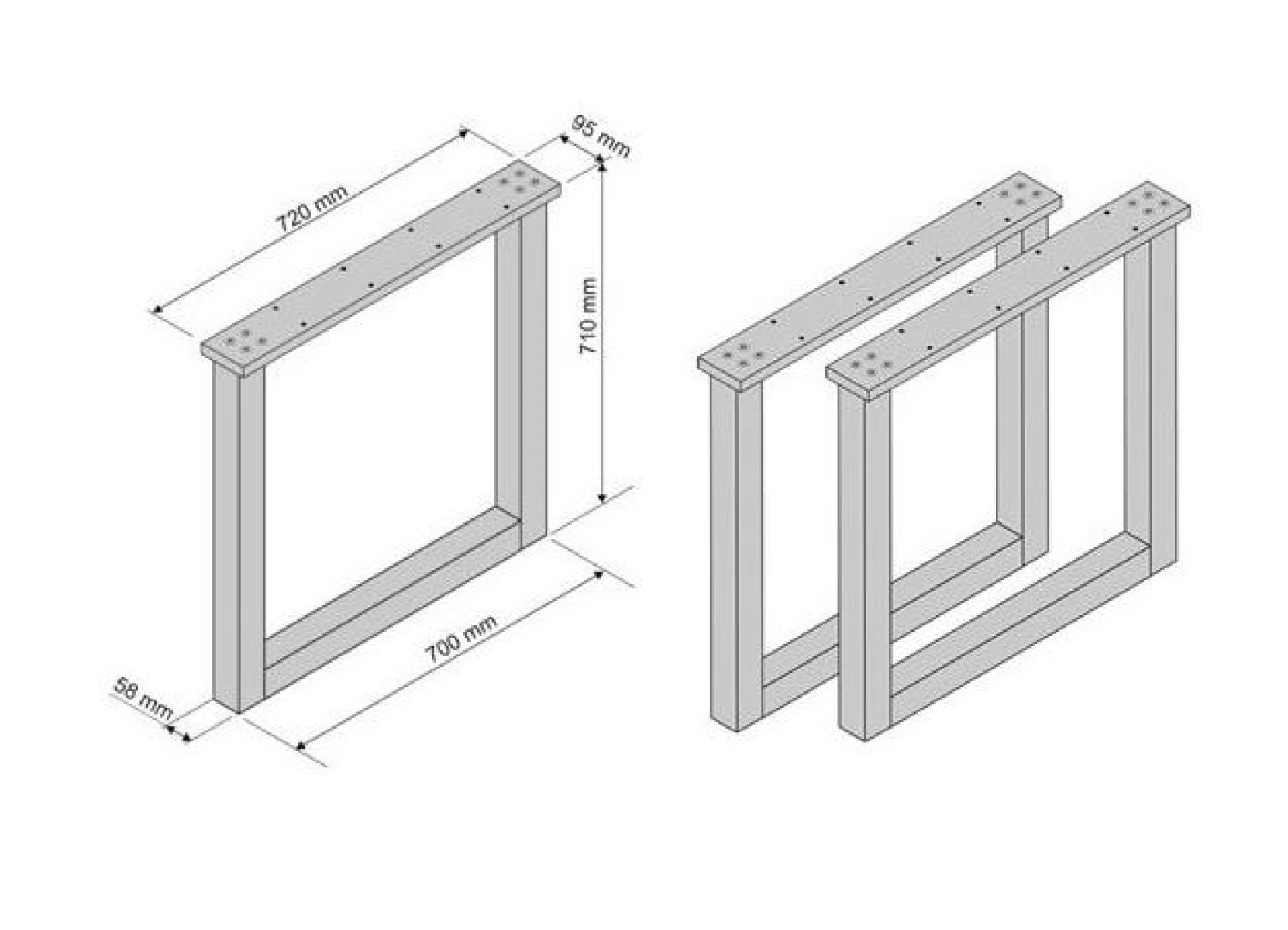 Soporte en U - Madera Maciza - Blanco lacado