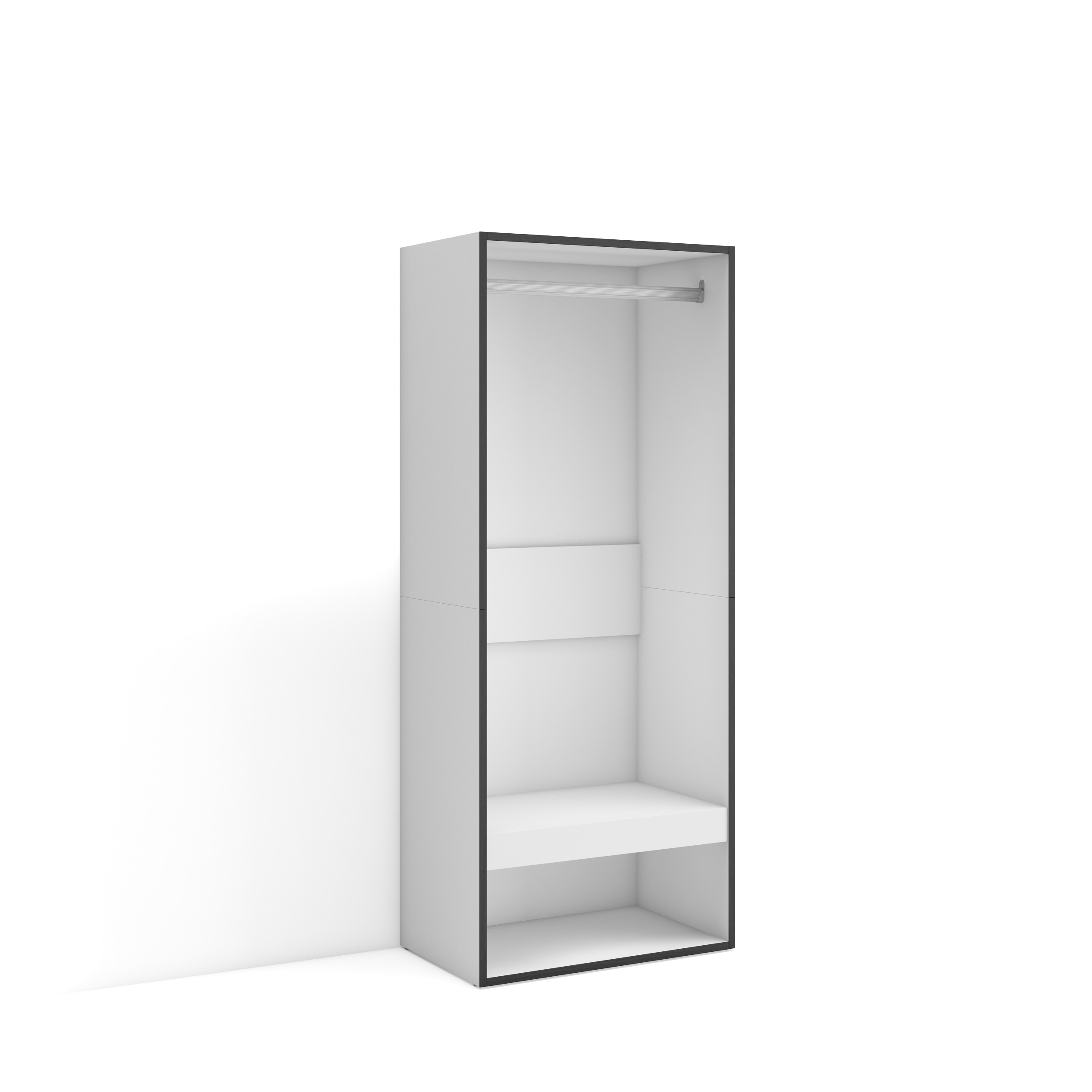 Vestidor abierto, 60x145x35cm, Armario, perchero, Blanco