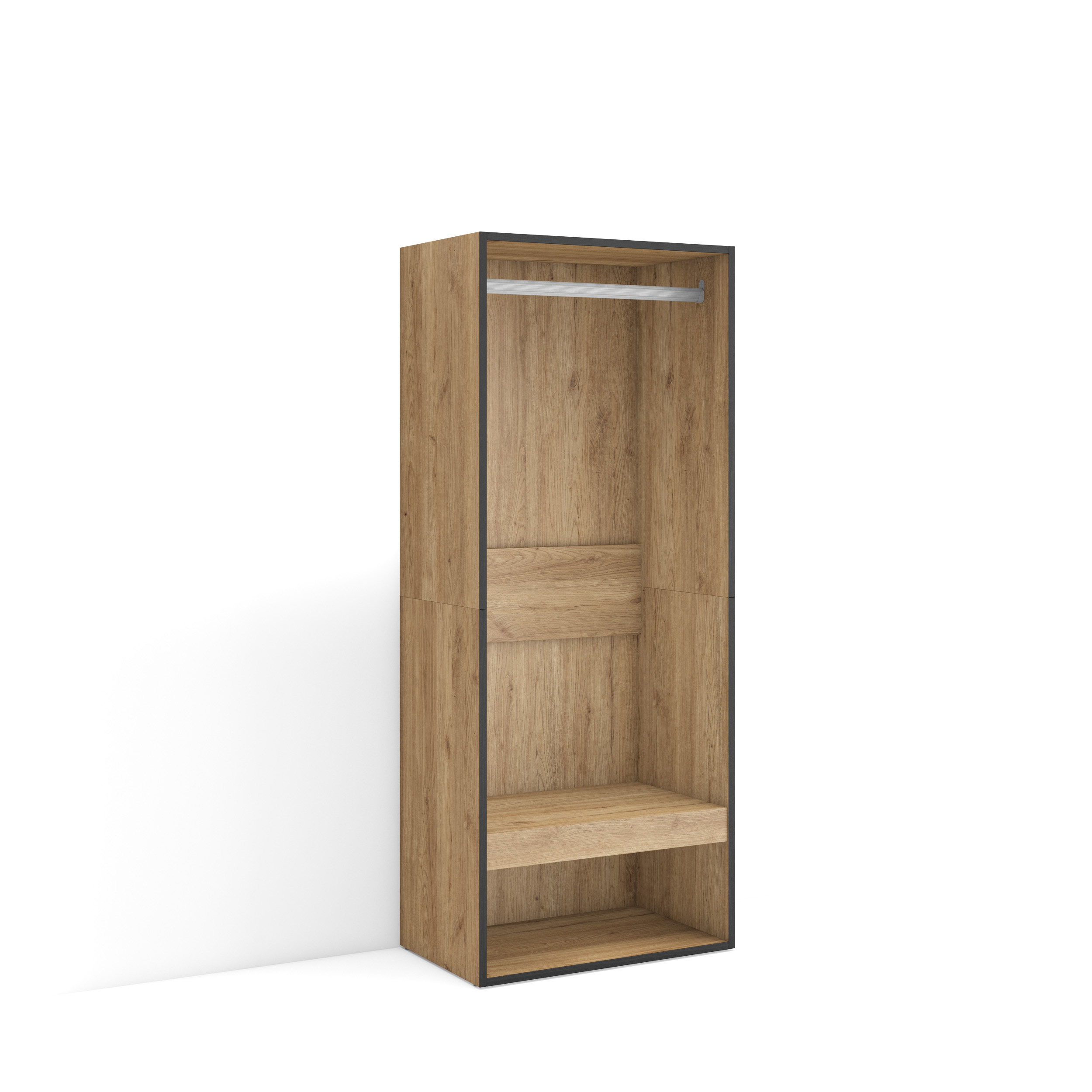 Vestidor abierto, 60x145x35cm, Armario, perchero, Roble