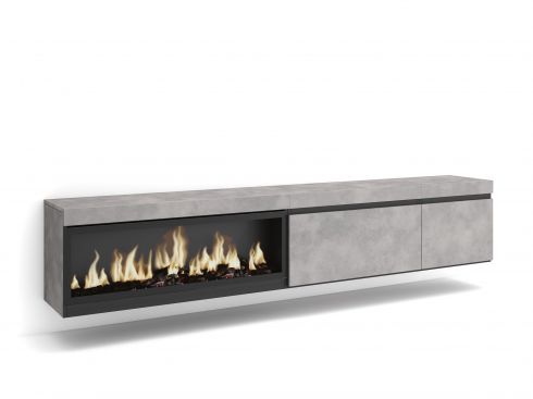 Mueble TV, 237x45x35cm, Chimenea eléctrica...