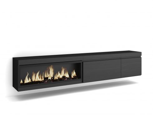 Mueble TV, 237x45x35cm, Chimenea eléctrica...