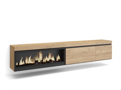 Mueble TV, 237x45x35cm, Chimenea eléctrica...