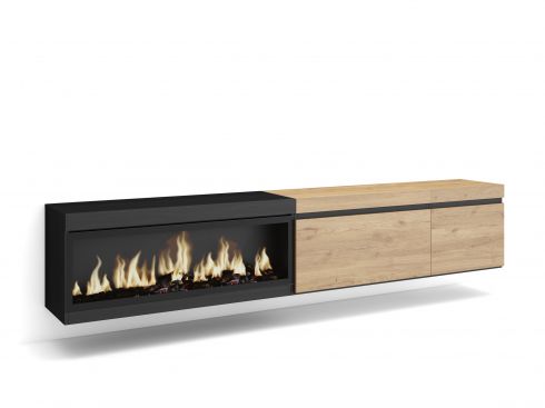 Mueble TV, 237x45x35cm, Chimenea eléctrica...