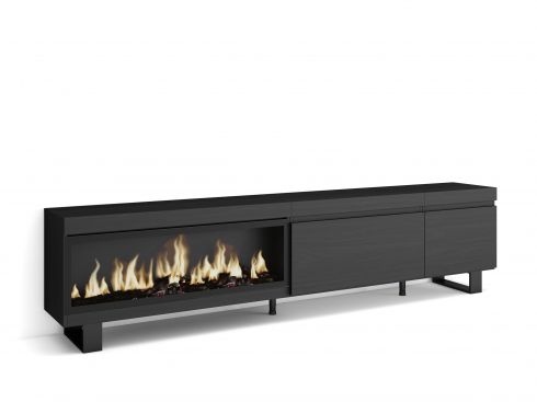 Mueble TV, 237x57x35cm, Chimenea eléctrica...