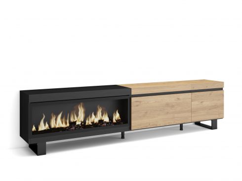 Mueble TV, 237x57x35cm, Chimenea eléctrica...