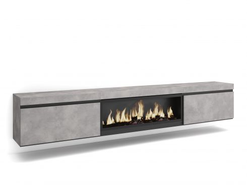 Mueble TV, 267x45x35cm, Chimenea eléctrica...