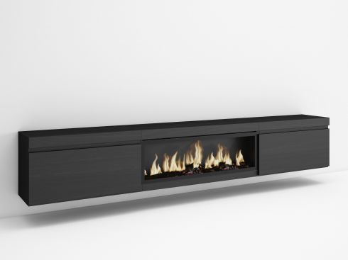 Mueble TV, 267x45x35cm, Chimenea eléctrica...