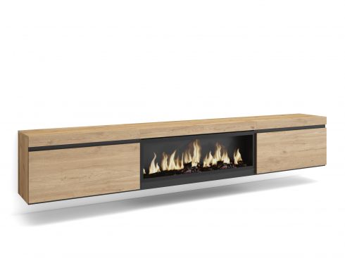 Mueble TV, 267x45x35cm, Chimenea eléctrica...