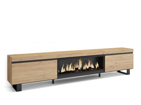 Mueble TV, 267x57x35cm, Chimenea eléctrica...