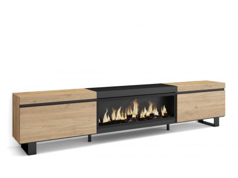 Mueble TV, 267x57x35cm, Chimenea eléctrica...