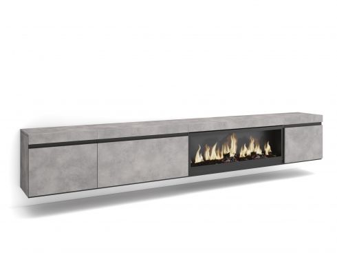 Mueble TV, 288x45x35cm, Chimenea eléctrica...