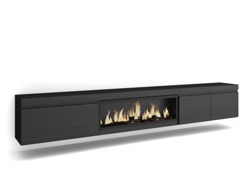 Mueble TV, 288x45x35cm, Chimenea eléctrica...