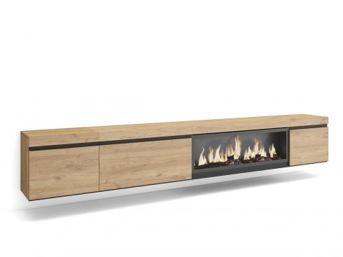 Mueble TV, 288x45x35cm, Chimenea eléctrica...