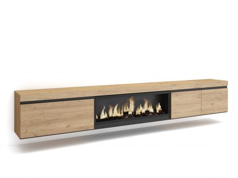 Mueble TV, 288x45x35cm, Chimenea eléctrica...