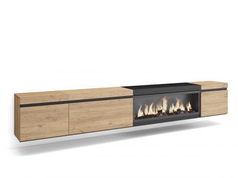 Mueble TV, 288x45x35cm, Chimenea eléctrica...