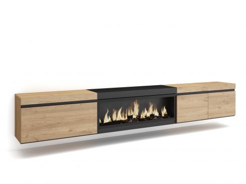 Mueble TV, 288x45x35cm, Chimenea eléctrica...