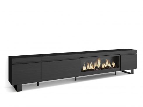 Mueble TV, 288x57x35cm, Chimenea eléctrica...