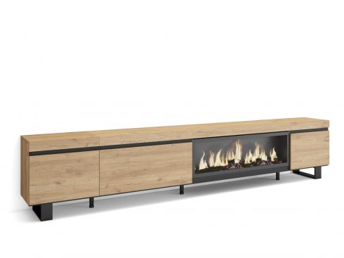 Mueble TV, 288x57x35cm, Chimenea eléctrica...