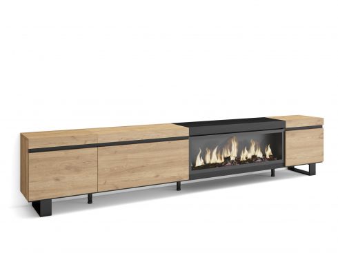 Mueble TV, 288x57x35cm, Chimenea eléctrica...