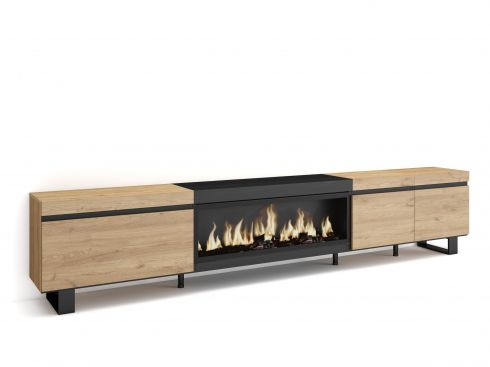 Mueble TV, 288x57x35cm, Chimenea eléctrica...