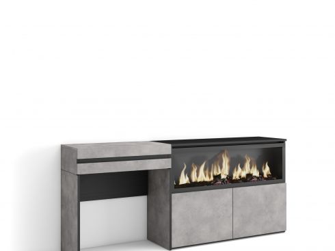 Tocador, 177x75x35cm, Chimenea eléctrica XXL,...