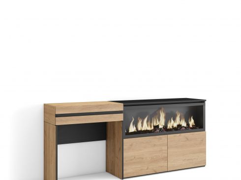 Tocador, 177x75x35cm, Chimenea eléctrica XXL,...