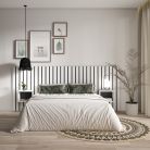 Cabecero con mesitas, Listones Decorativos, 258x107x3cm, Cama de 150,160,180cm, Blanco