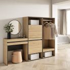 Consola entrada, mueble 190x145x35cm, Recibidor, Zapatero, Vestidor abierto, Roble