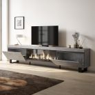 Mueble TV, 267x57x35cm, Chimenea eléctrica XXL, Cemento