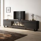 Mueble TV, 267x57x35cm, Chimenea eléctrica XXL, Negro