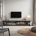 Mueble TV, 288x57x35cm, Chimenea eléctrica XXL, Cemento