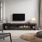 Mueble TV, 288x57x35cm, Chimenea eléctrica XXL, Negro