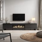 Mueble TV, 288x57x35cm, Chimenea eléctrica XXL, Negro