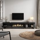 Mueble TV, 288x57x35cm, Chimenea eléctrica XXL, Negro