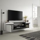 Mueble TV, 200x45x35, Blanco y negro , Colgado, Suspendido