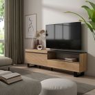 Mueble TV, 203x35x57, Roble Rayado, Diseño industrial