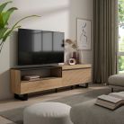 Mueble TV, 203x35x57, Roble Rayado, Diseño industrial