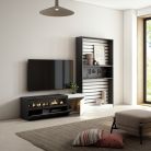 Muebles de Salón para TV, Blanco y negro , Chimenea eléctrica