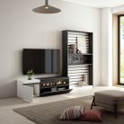 Muebles de Salón para TV, Blanco y negro , Chimenea eléctrica