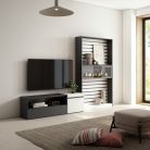 Muebles de Salón para TV, Blanco y negro , Chimenea eléctrica