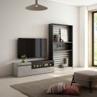 Muebles de Salón para TV, Cemento, Chimenea eléctrica