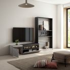 Muebles de Salón para TV, Cemento, Chimenea eléctrica